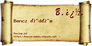 Bencz Ádám névjegykártya